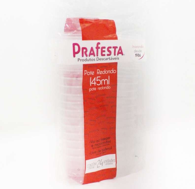 PRAFESTA - POTE 0145ML REDONDO C/TAMPA (8416) - CX.25X024UN