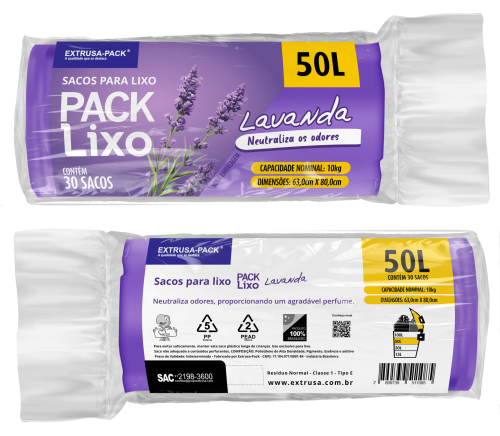 PACK LIXO LAVANDA 050 LITROS 63X80 RL 30 UN